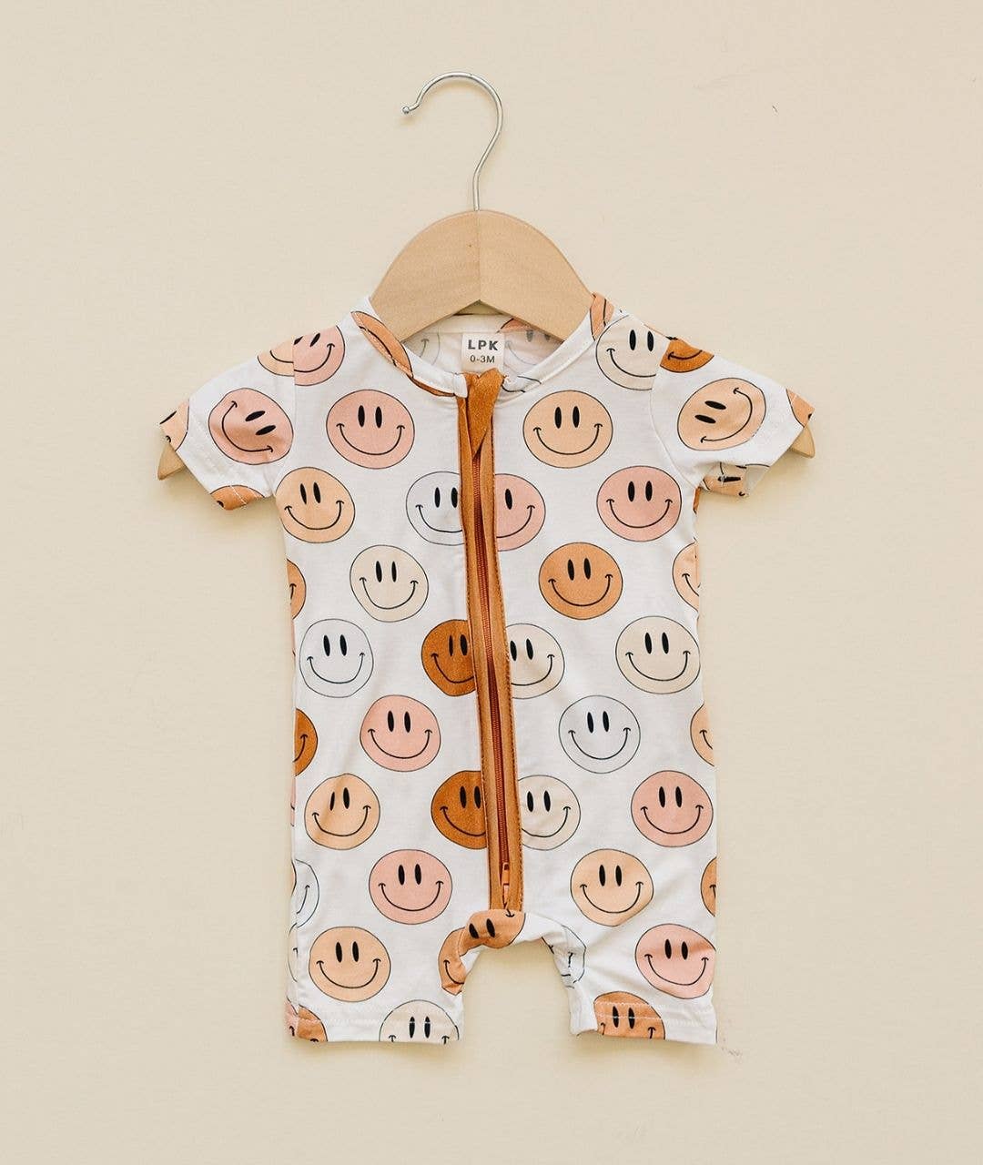 Smiley Bamboo Short Romper | Copper