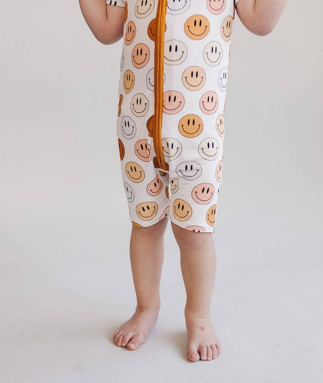 Smiley Bamboo Short Romper | Copper