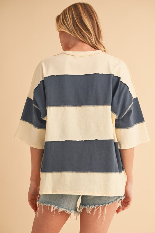 Color Block Top (Gray / Oat / Navy)