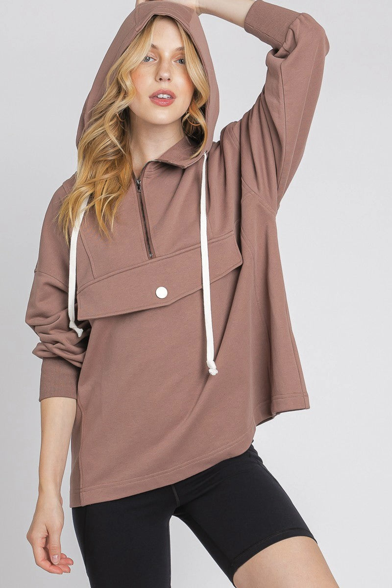 Terry Hoodie (Black & Cocoa)