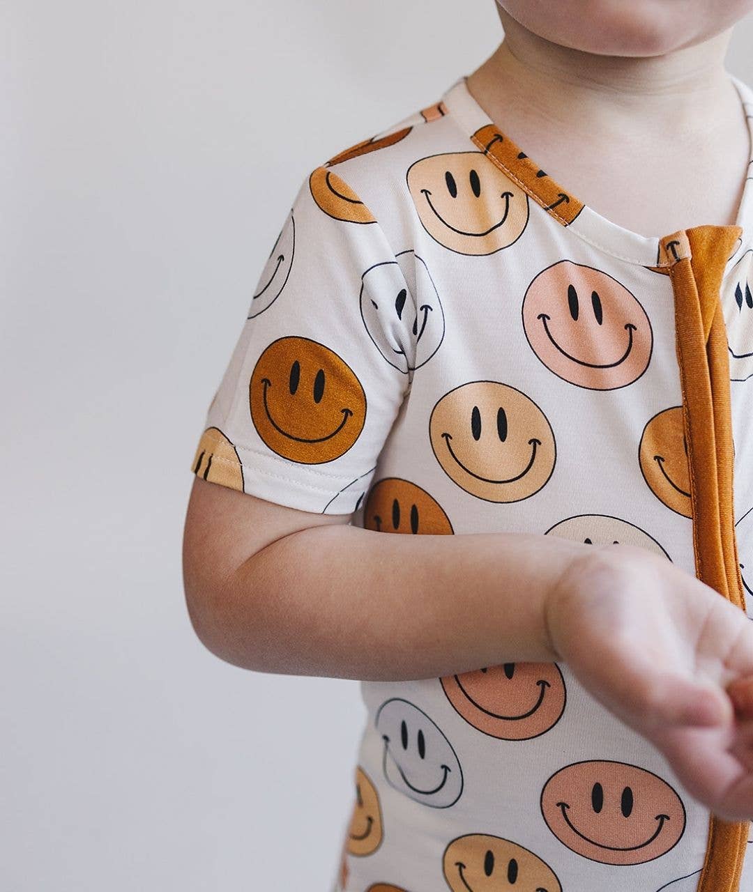 Smiley Bamboo Short Romper | Copper