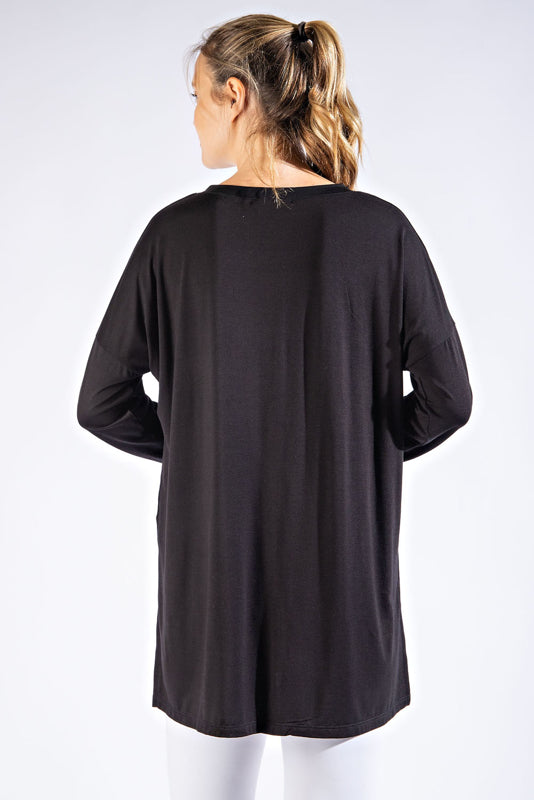 Rae Mode Basic Long Sleeve Top with Pocket (Coal Black, Olive, Smokey Gray,Latte)