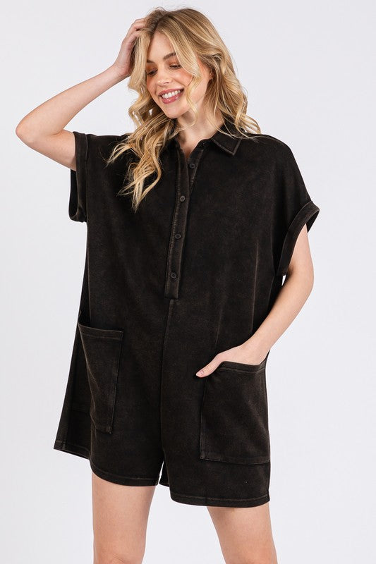 Mineral Wash Button Down Romper