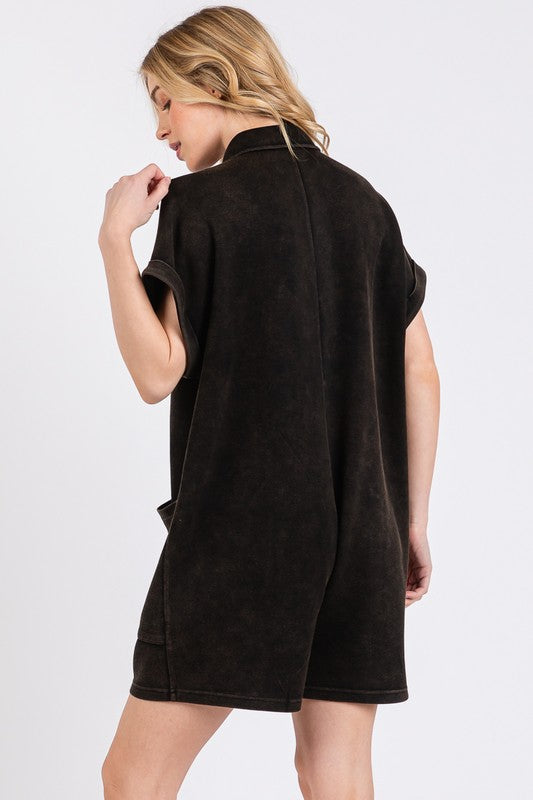 Mineral Wash Button Down Romper