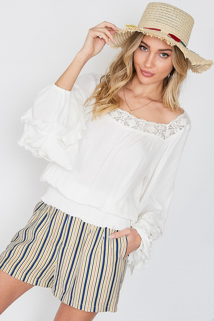 Buttoned Stripe Shorts