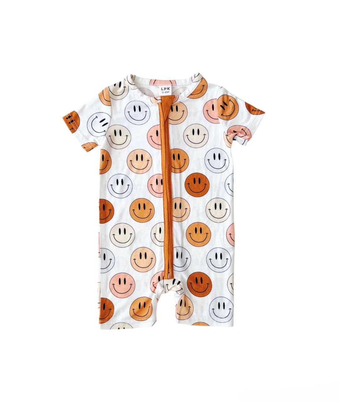 Smiley Bamboo Short Romper | Copper