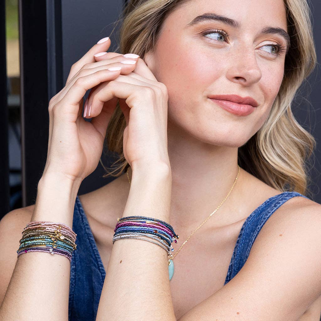 Scout Curated Wears - Tonal Chromacolor Miyuki Bracelet Trio - Turquoise/Gold