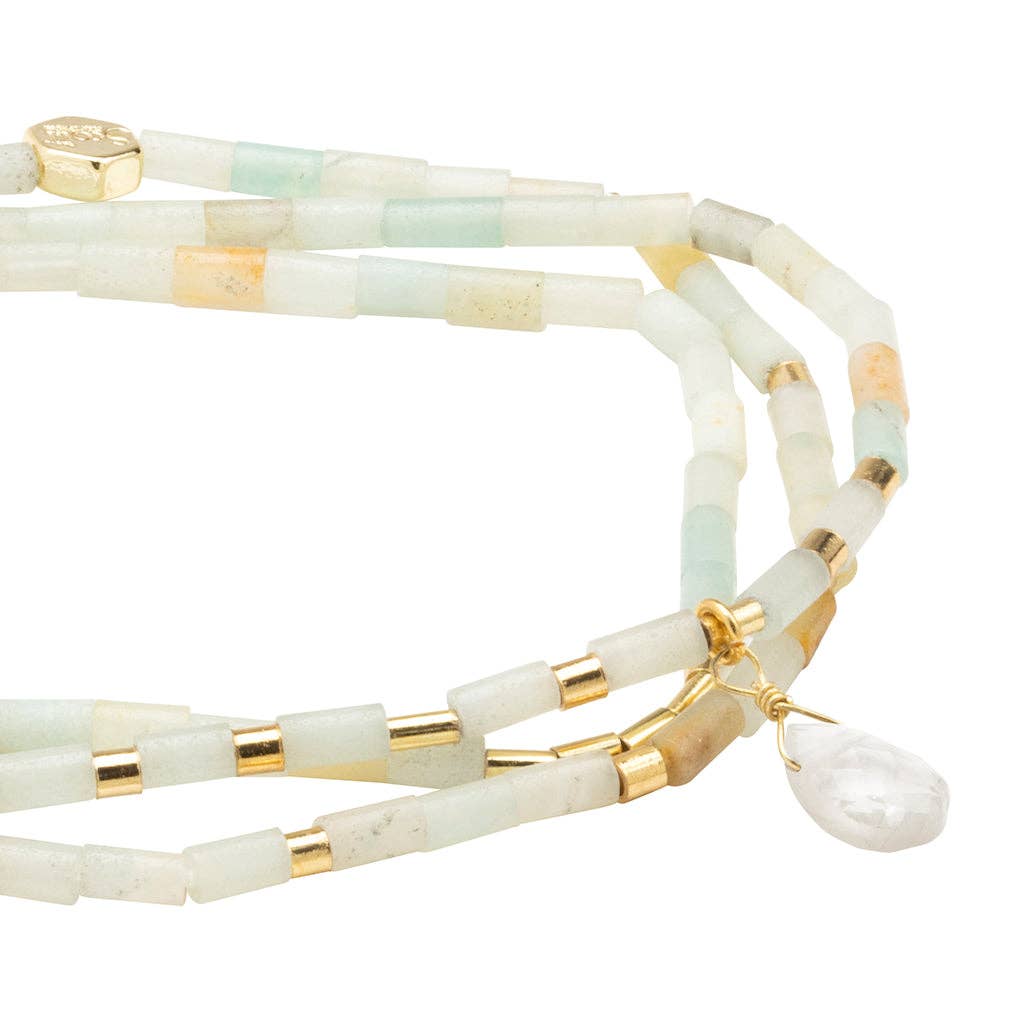 Scout Curated Wears - Teardrop Stone Wrap Amazonite/Howlite/Gold - Courage