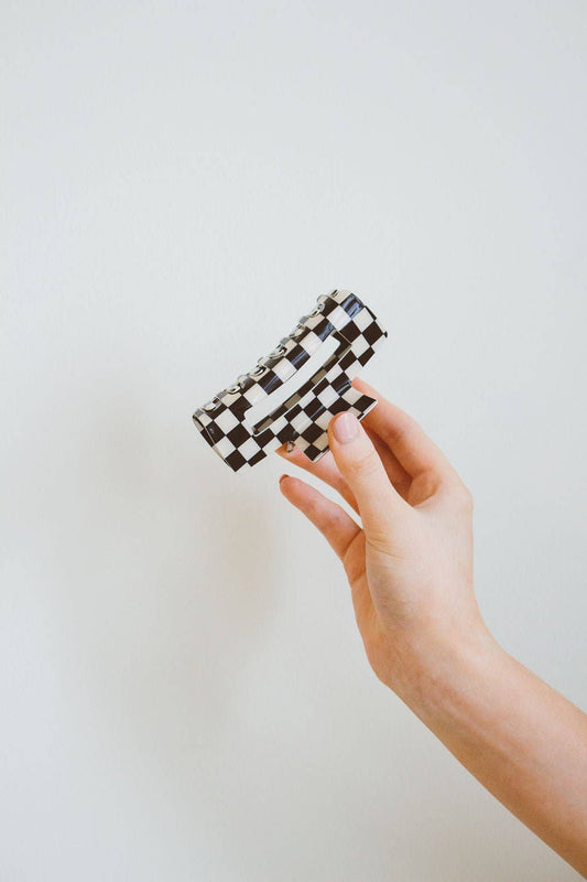 Rad Checkered Claw Clip (Black & White)