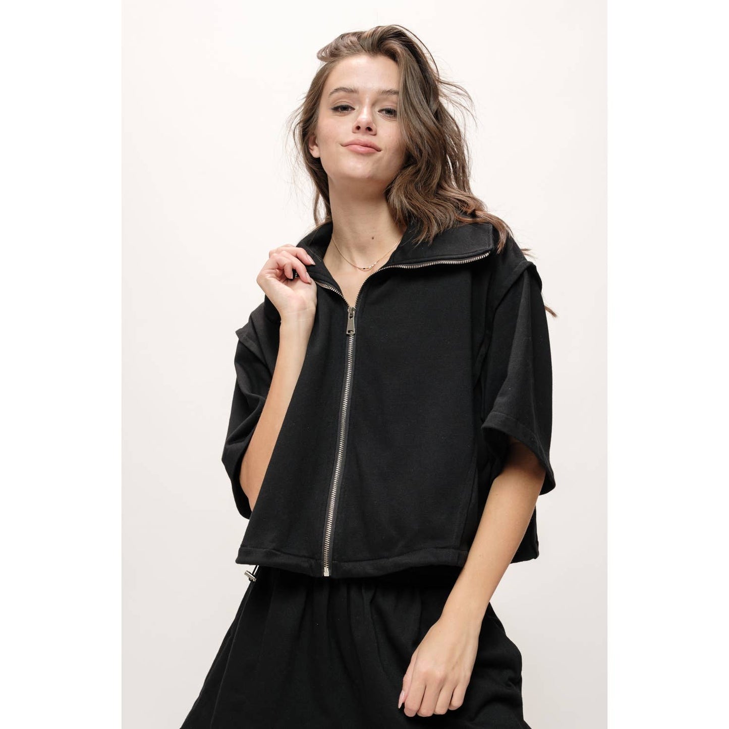 Full Zip Up Polo Sweatshirt