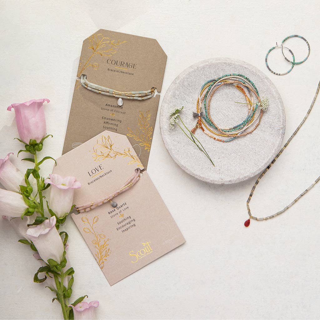 Scout Curated Wears - Teardrop Stone Wrap Amazonite/Howlite/Gold - Courage