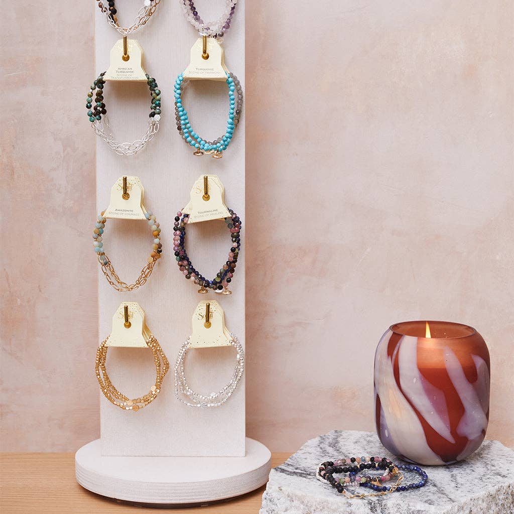 Mini Metal Stacking Bracelet - Ball Beads Gold