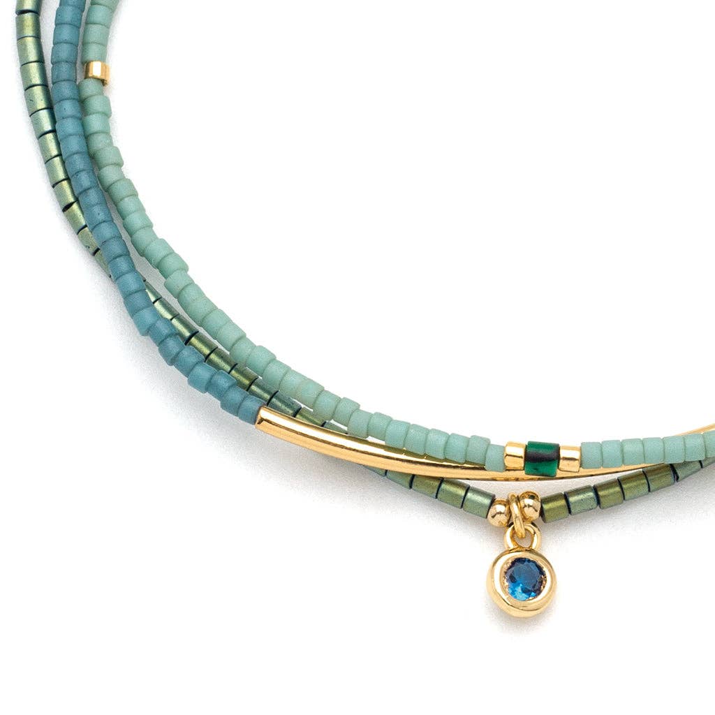 Scout Curated Wears - Tonal Chromacolor Miyuki Bracelet Trio - Turquoise/Gold