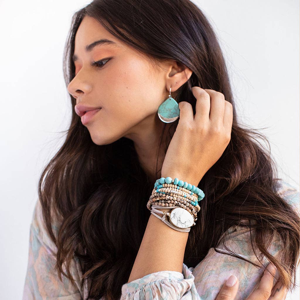Scout Curated Wears - Stone Dipped Teardrop Earring - Pink Agate/Gold
