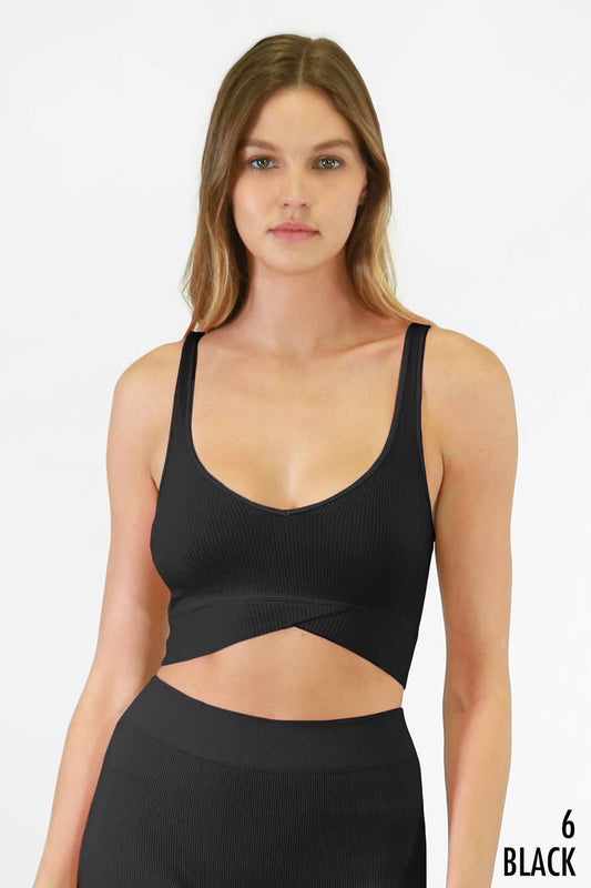 Ribbed Crossover Bra Top - 3 Colors