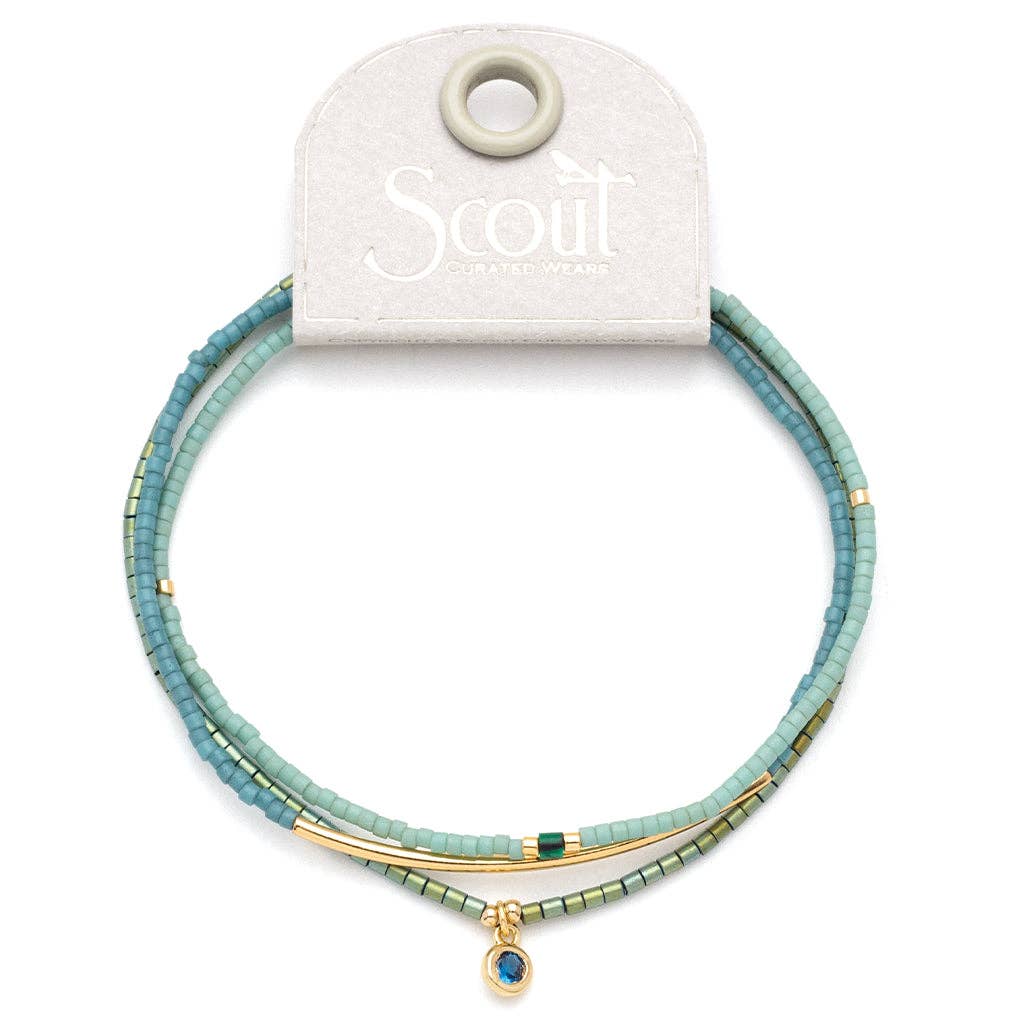 Scout Curated Wears - Tonal Chromacolor Miyuki Bracelet Trio - Turquoise/Gold