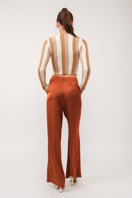 Satin Wide Pants - Cafe