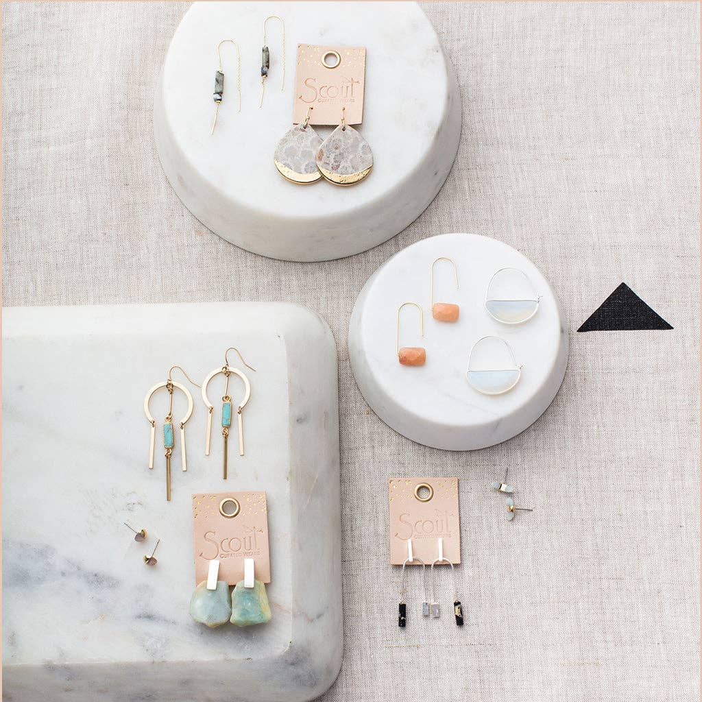 Scout Curated Wears - Stone Dipped Teardrop Earring - Pink Agate/Gold
