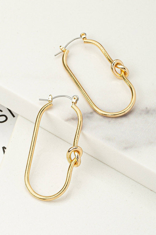 Brass oval hoop with love knots earrings