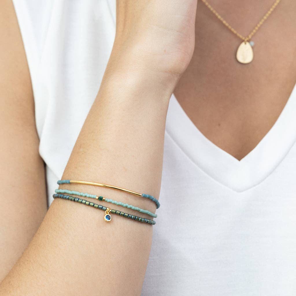 Scout Curated Wears - Tonal Chromacolor Miyuki Bracelet Trio - Turquoise/Gold