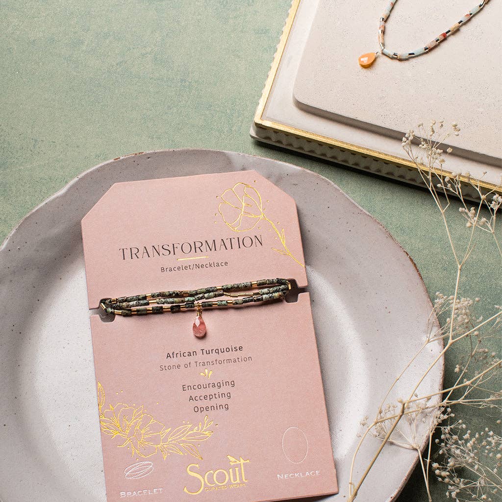 Scout Curated Wears - Teardrop Stone Wrap Amazonite/Howlite/Gold - Courage