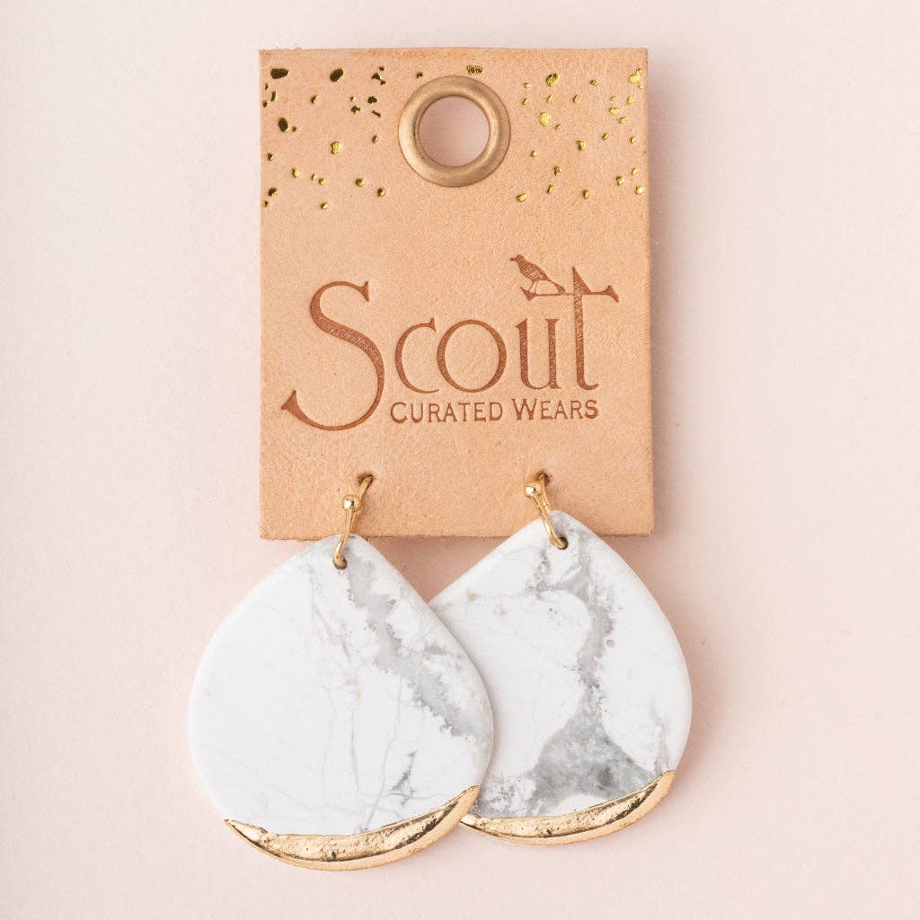Scout Curated Wears - Stone Dipped Teardrop Earring - Pink Agate/Gold