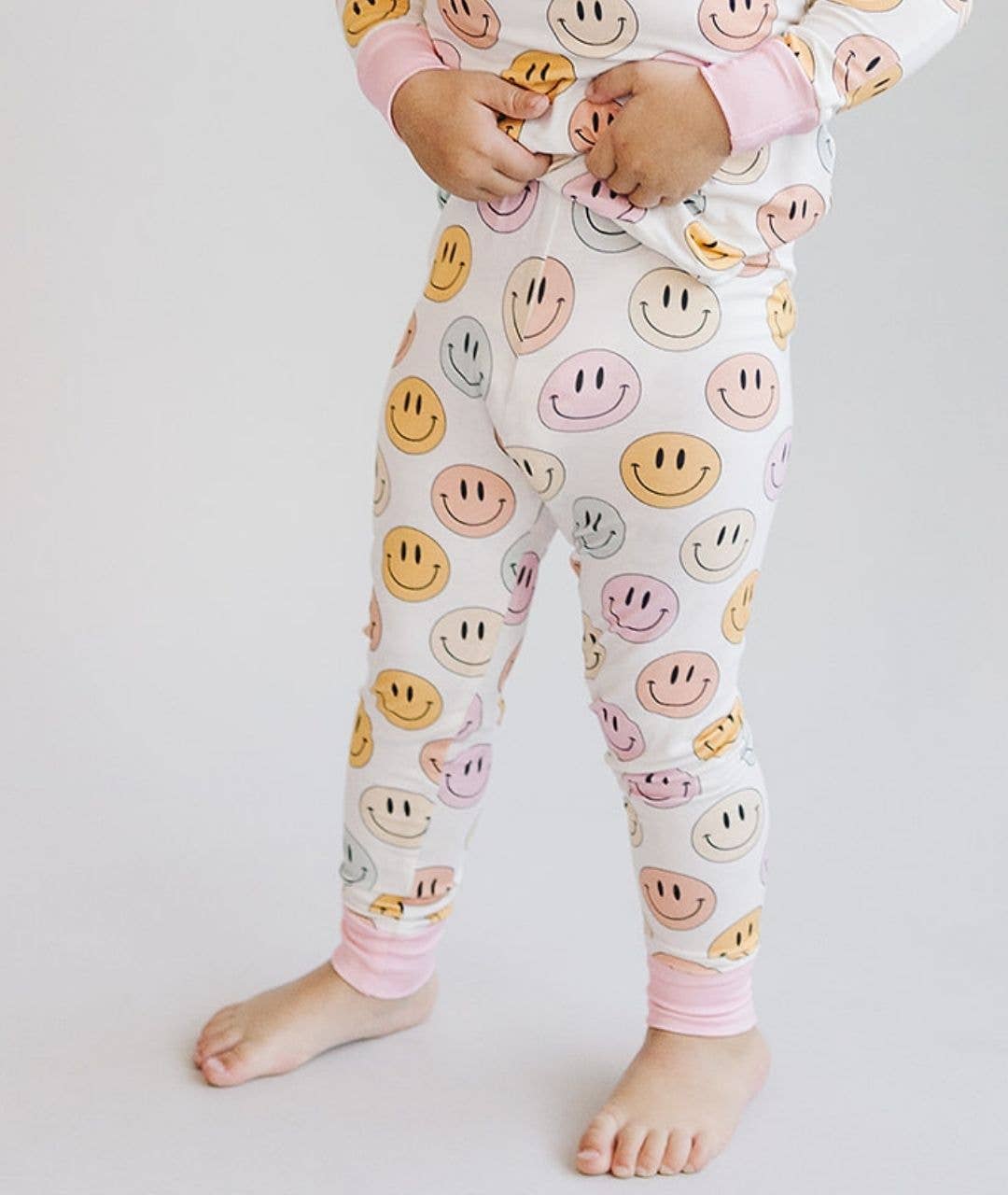 Smiley Bamboo Two Piece Set | Pink