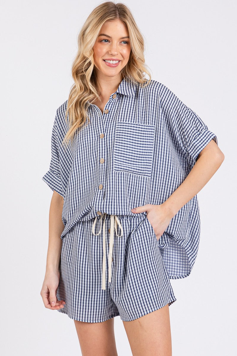Mini Checker Button Down Top & Short Set