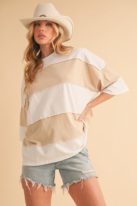 Color Block Top (Gray / Oat / Navy)