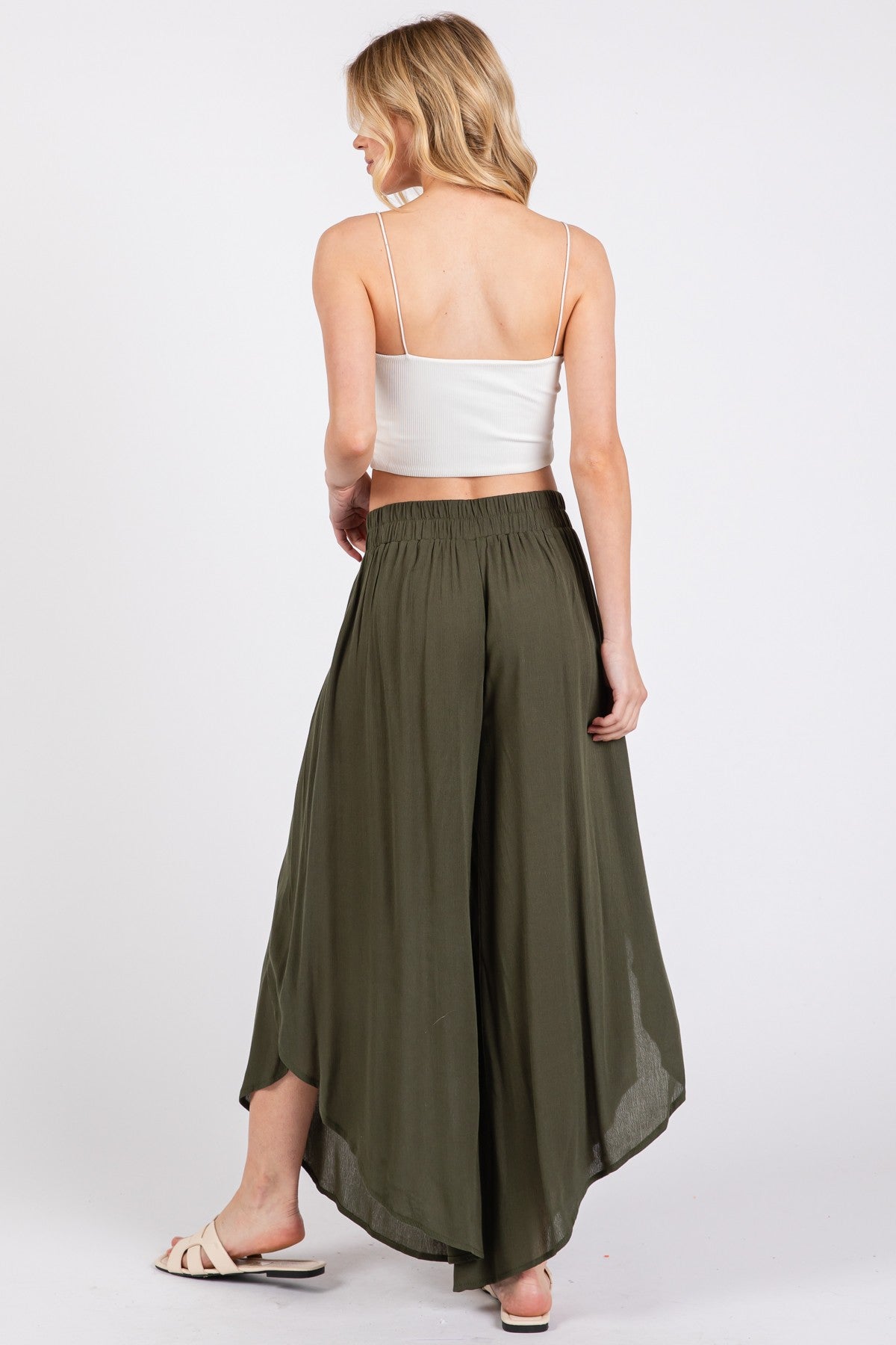 Overlap Detail Wide Leg Pants