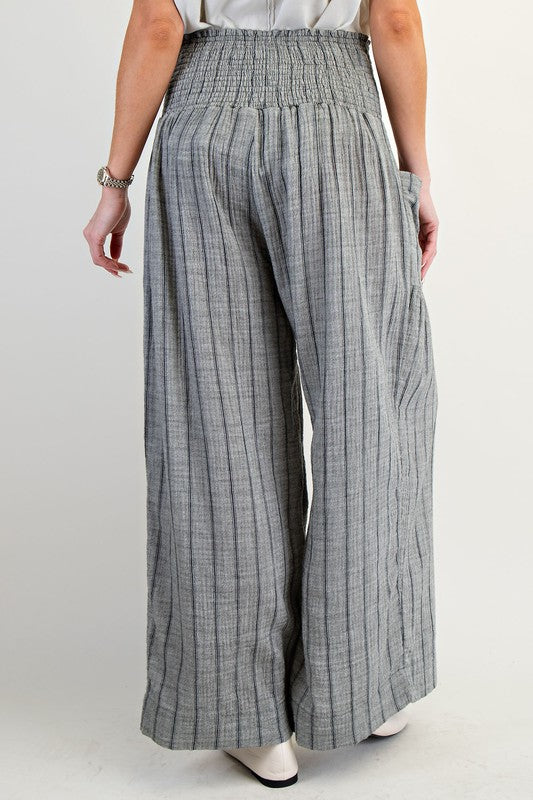 Smocked Waist Striped Pants