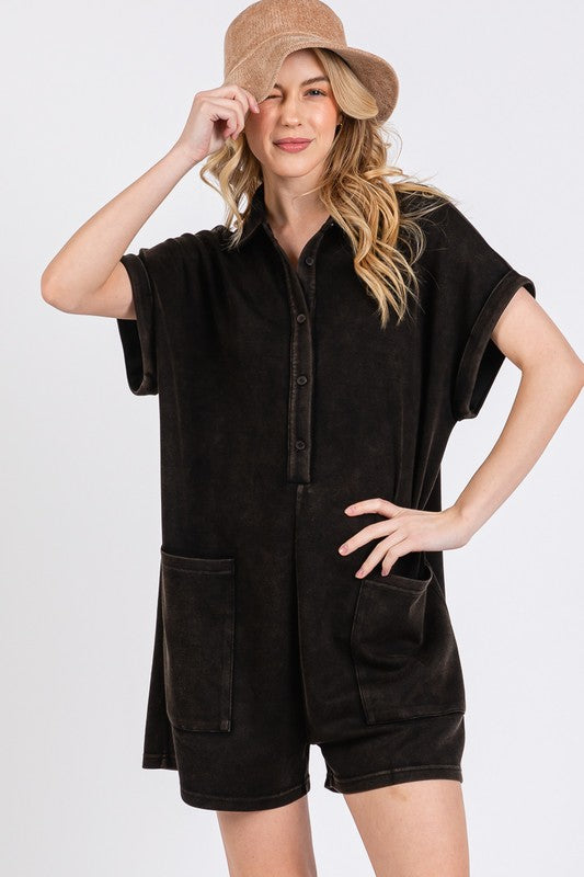 Mineral Wash Button Down Romper