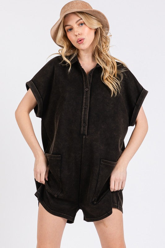 Mineral Wash Button Down Romper