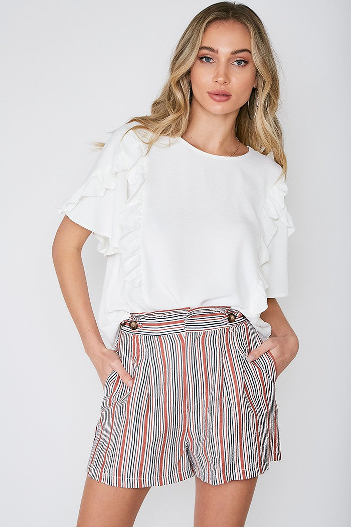 Buttoned Stripe Shorts