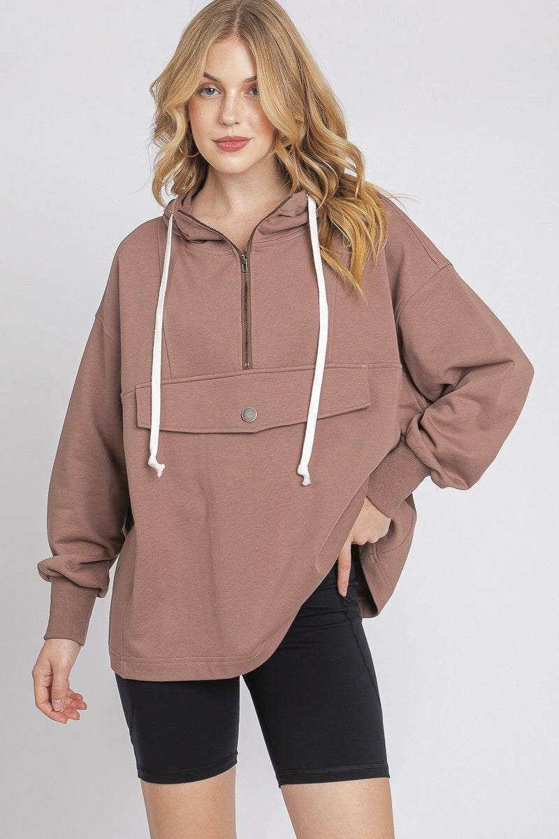 Terry Hoodie (Black & Cocoa)