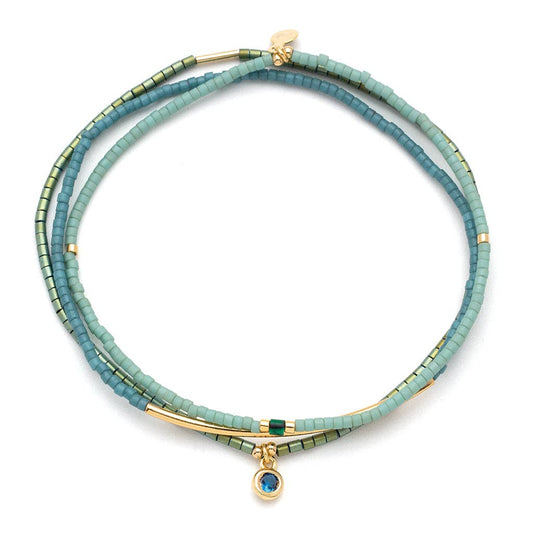 Scout Curated Wears - Tonal Chromacolor Miyuki Bracelet Trio - Turquoise/Gold