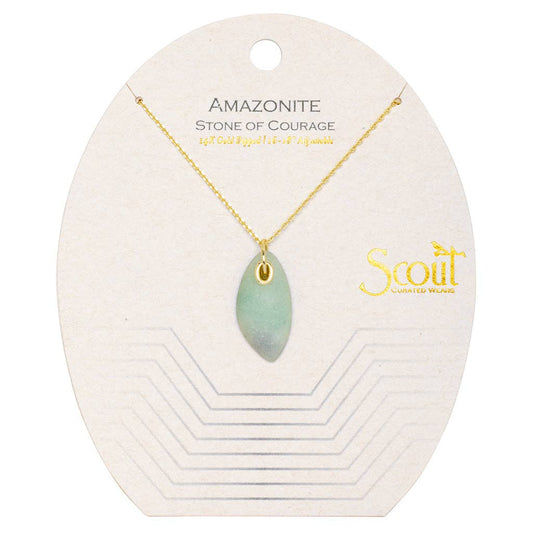 Scout Curated Wears - Organic Stone Necklace Amazonite/Gold - Stone of Courage