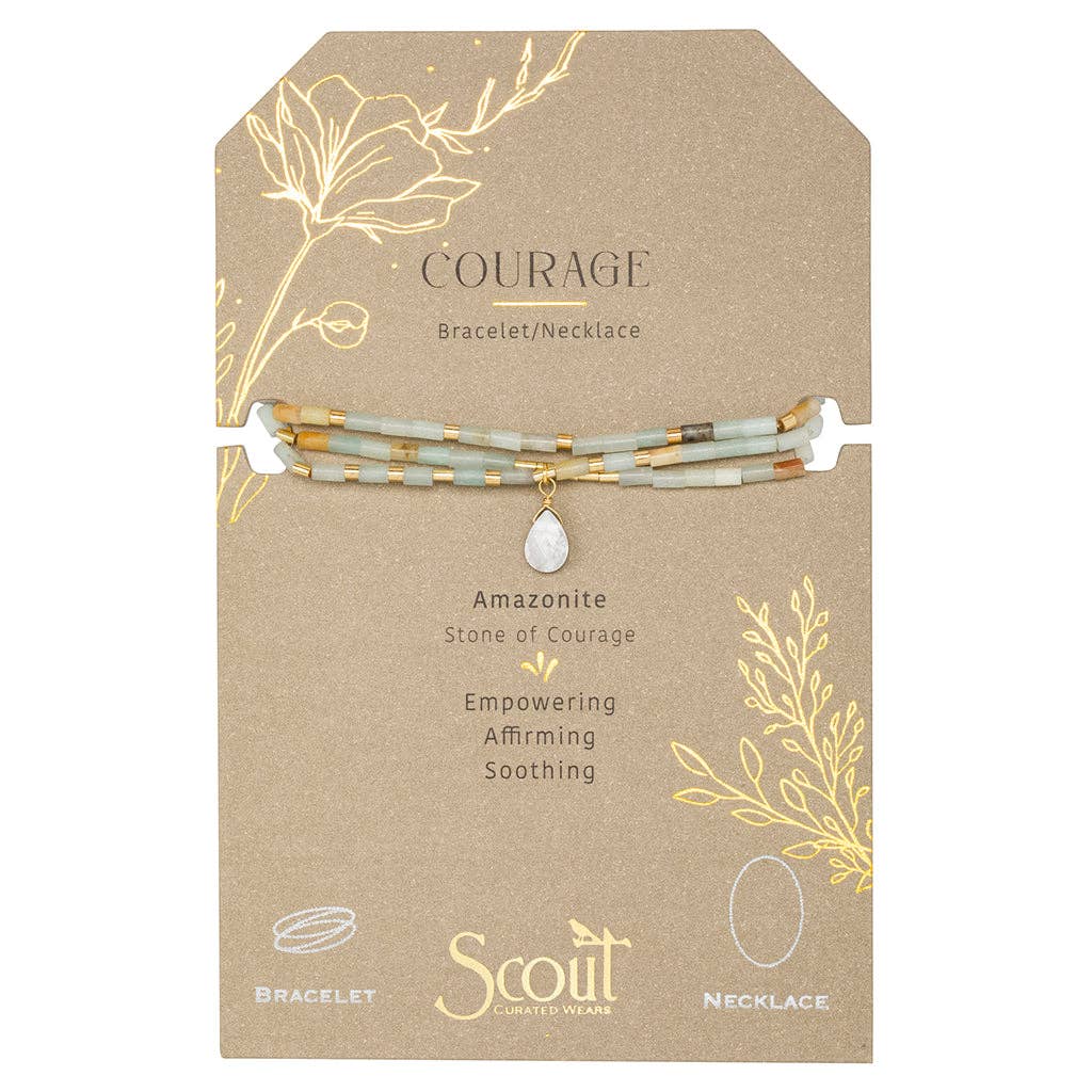 Scout Curated Wears - Teardrop Stone Wrap Amazonite/Howlite/Gold - Courage