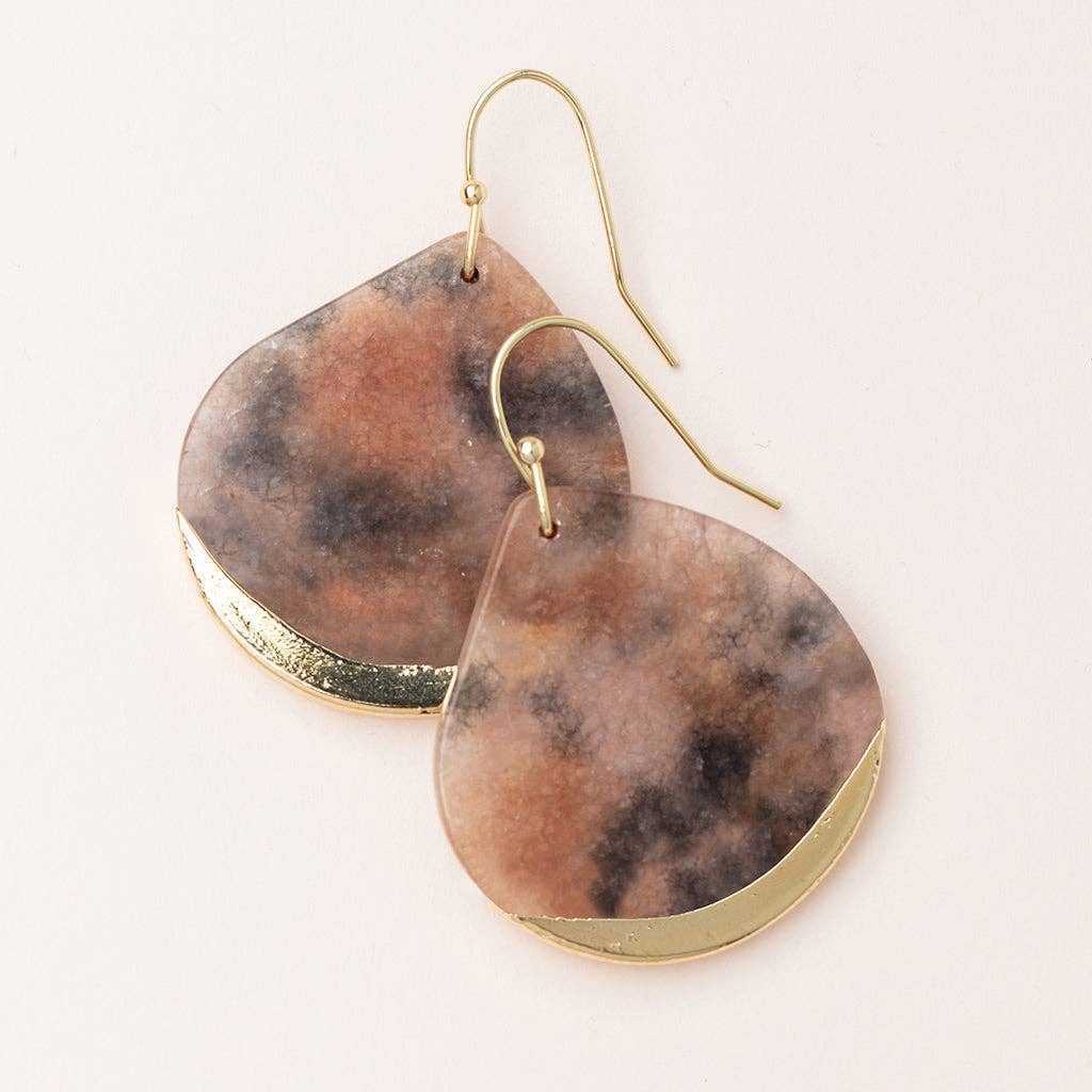 Scout Curated Wears - Stone Dipped Teardrop Earring - Pink Agate/Gold