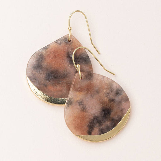 Scout Curated Wears - Stone Dipped Teardrop Earring - Pink Agate/Gold
